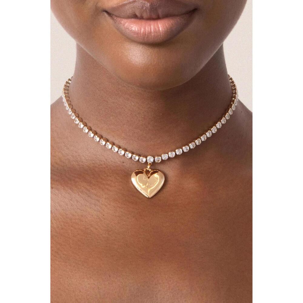 NEW ETTIKA women's luminous love tennis necklace in gold - Picture 3 of 3